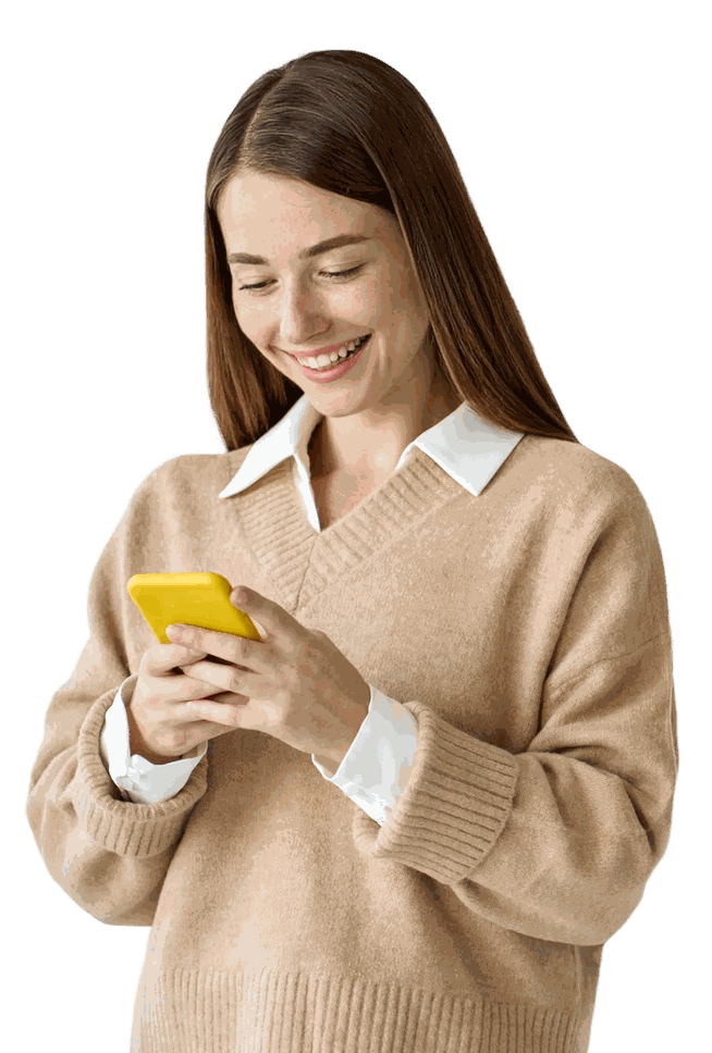 Woman reading her phone