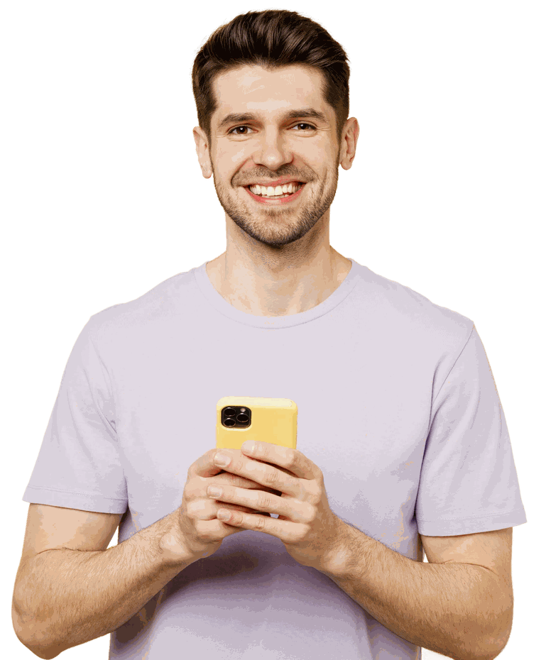 Woman holding her phone